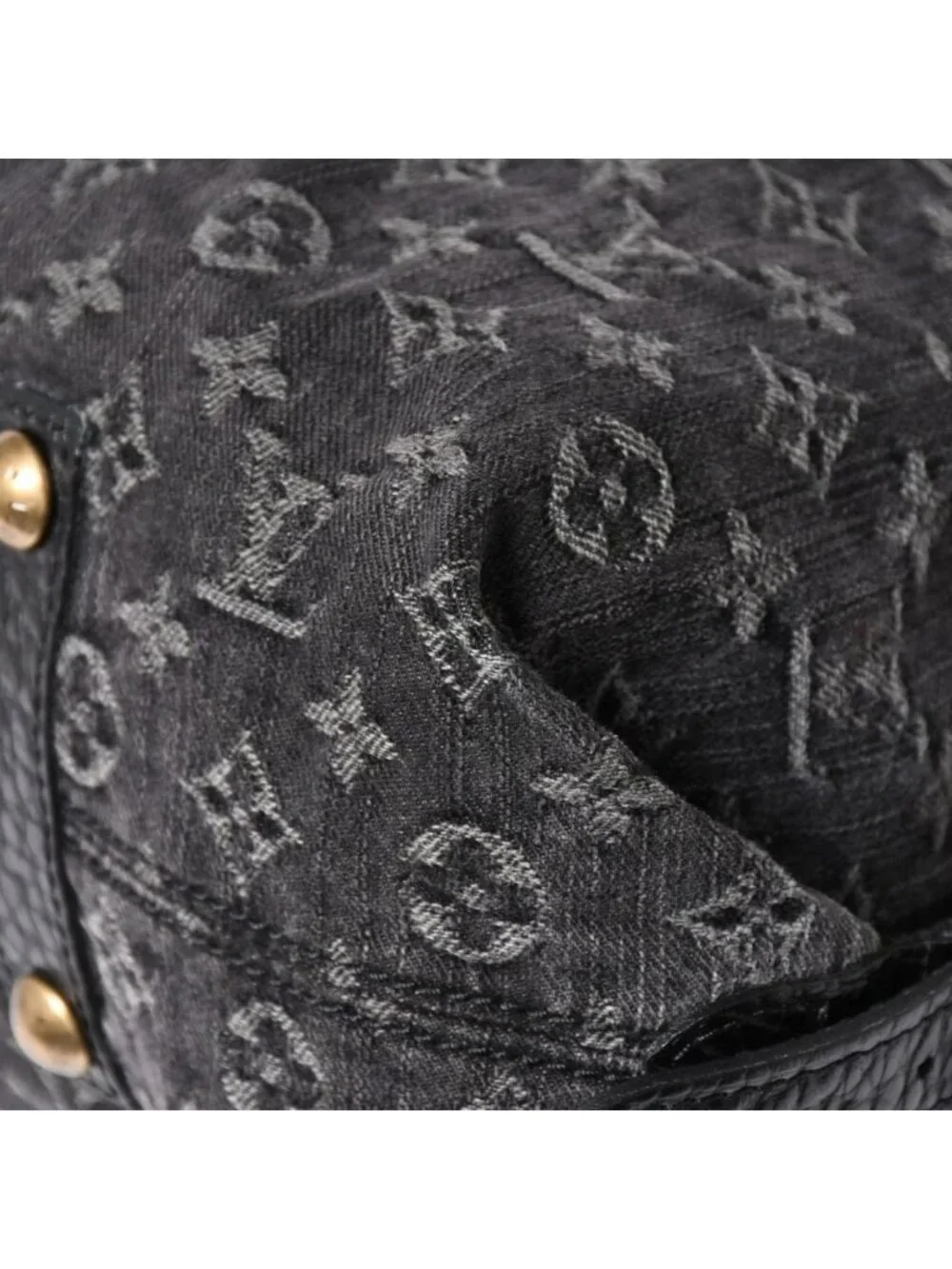Louis Vuitton Handbag Monogram Denim Neo Cabby GM Black Leather 2-Way